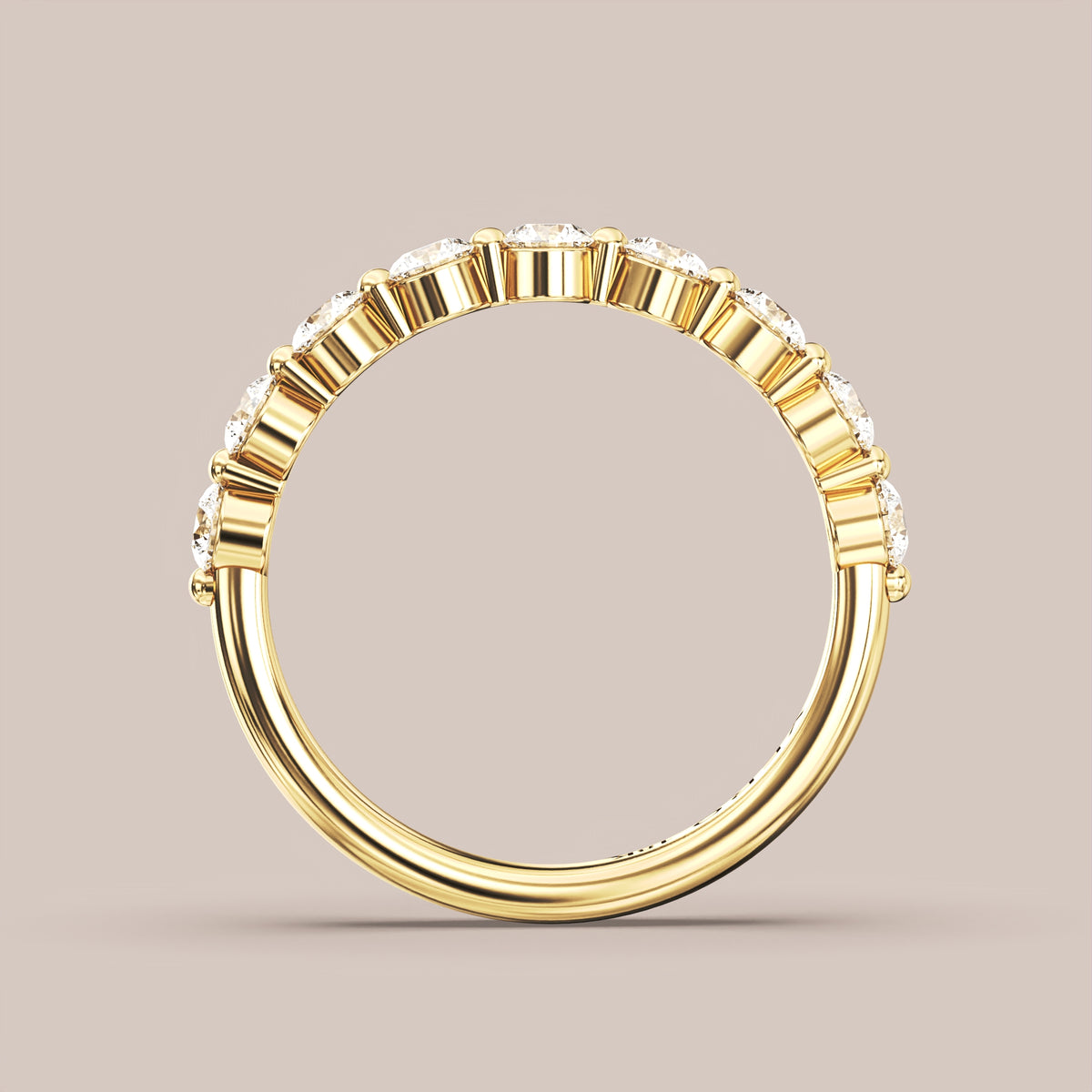 Single Prong Shared Diamond Band Half Eternity