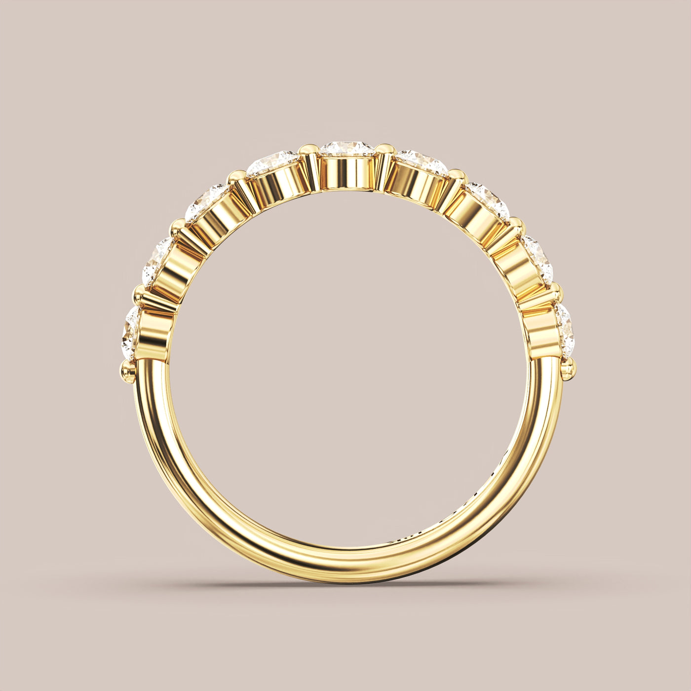 Single Prong Shared Diamond Band Half Eternity