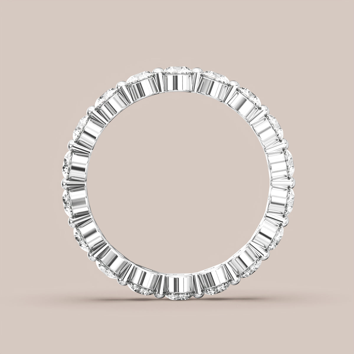 Single Prong Shared Diamond Band Full Eternity