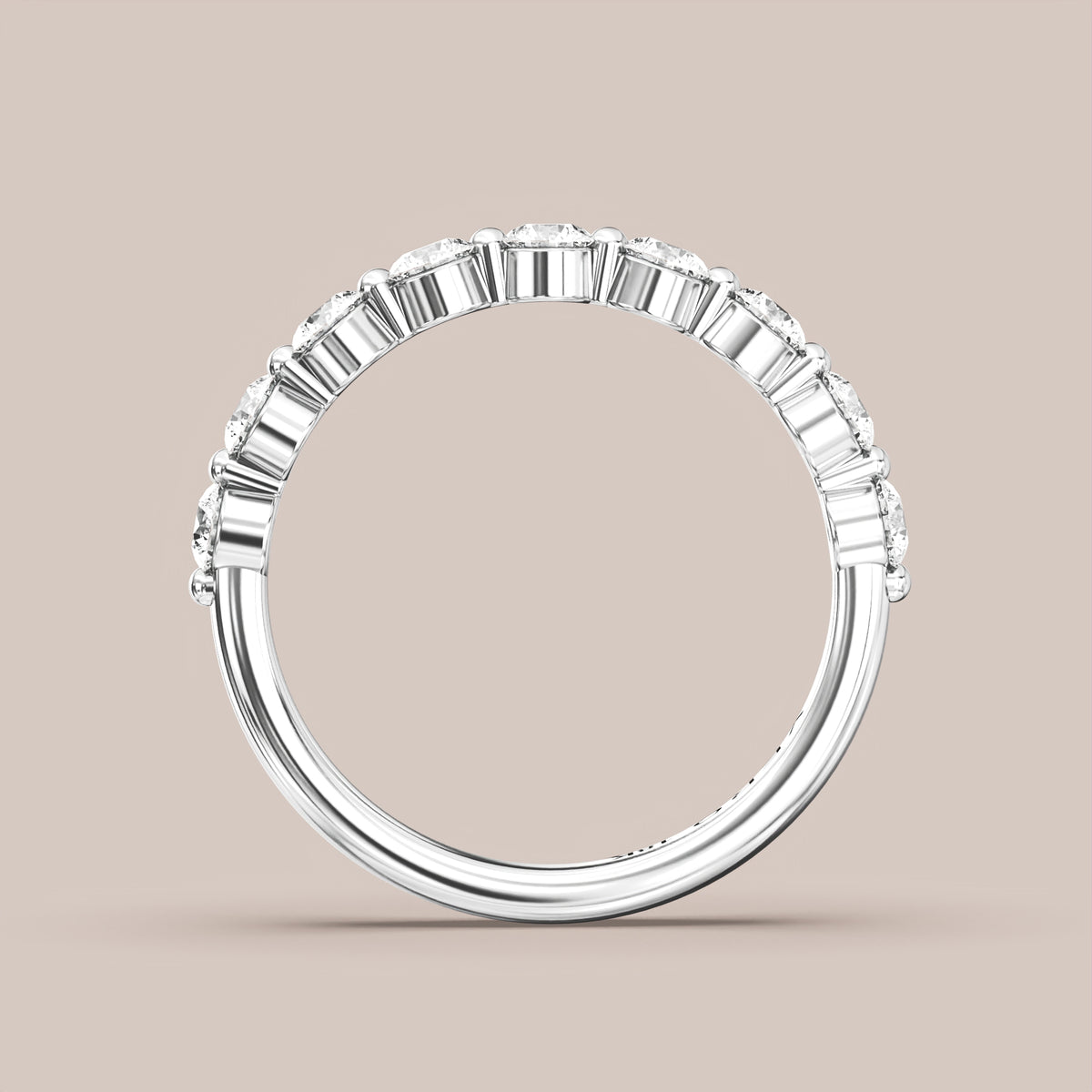 Single Prong Shared Diamond Band Half Eternity