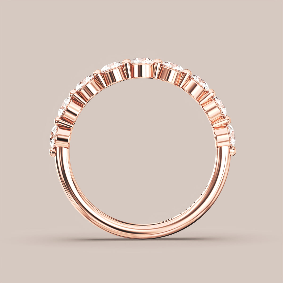 Single Prong Shared Diamond Band Half Eternity