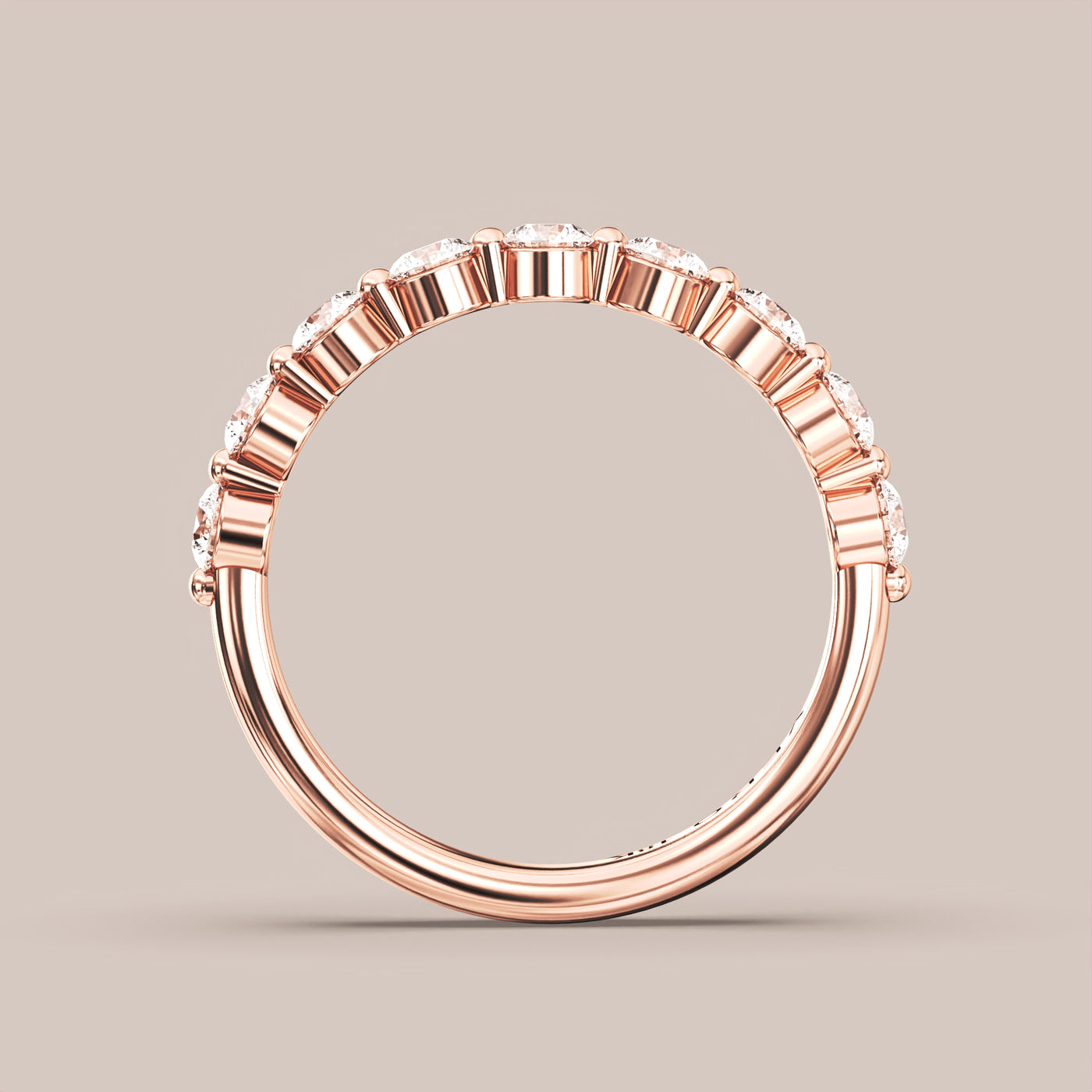 Single Prong Shared Diamond Band Half Eternity