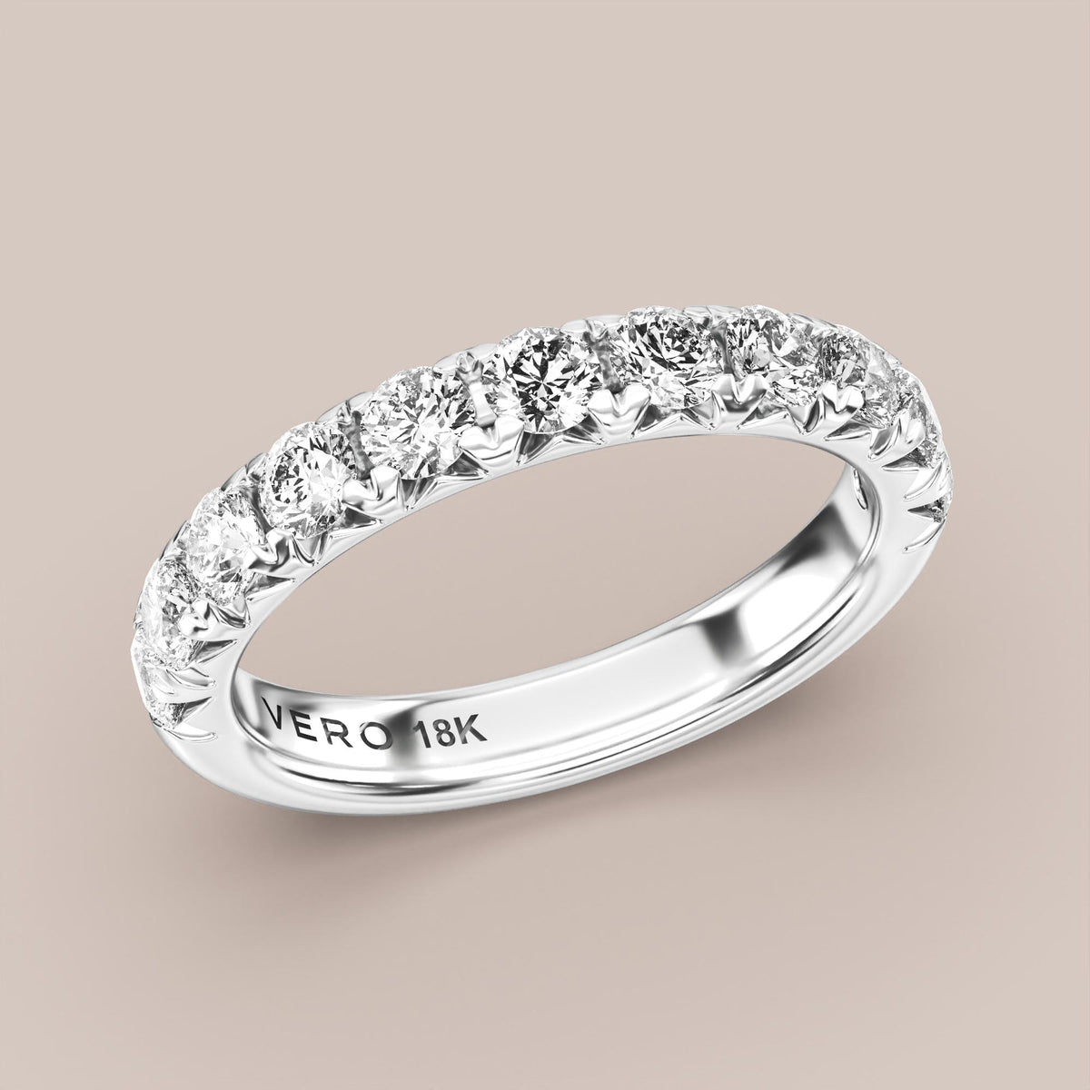 French Set Pave Diamond Band Half Eternity