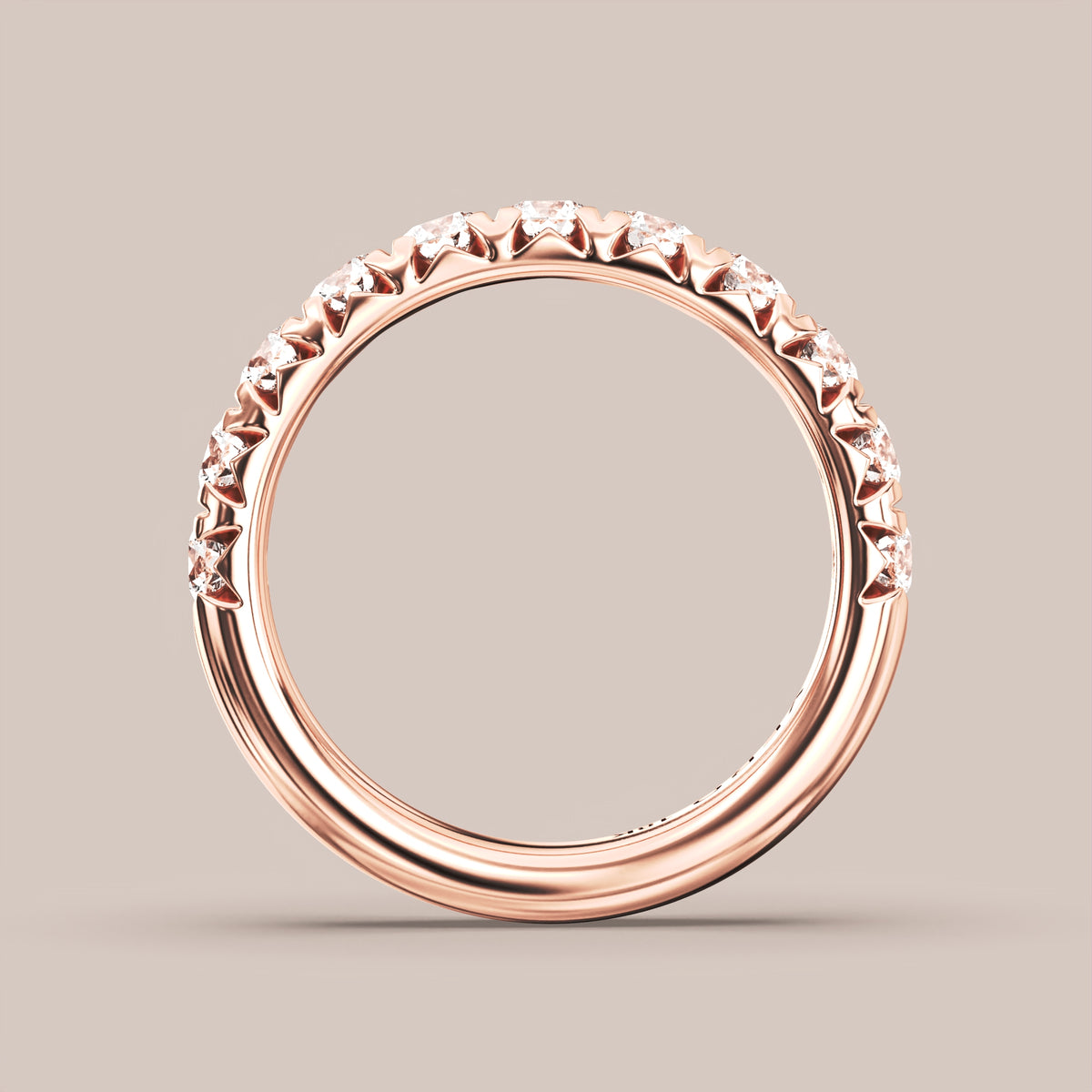 French Set Pave Diamond Band Half Eternity