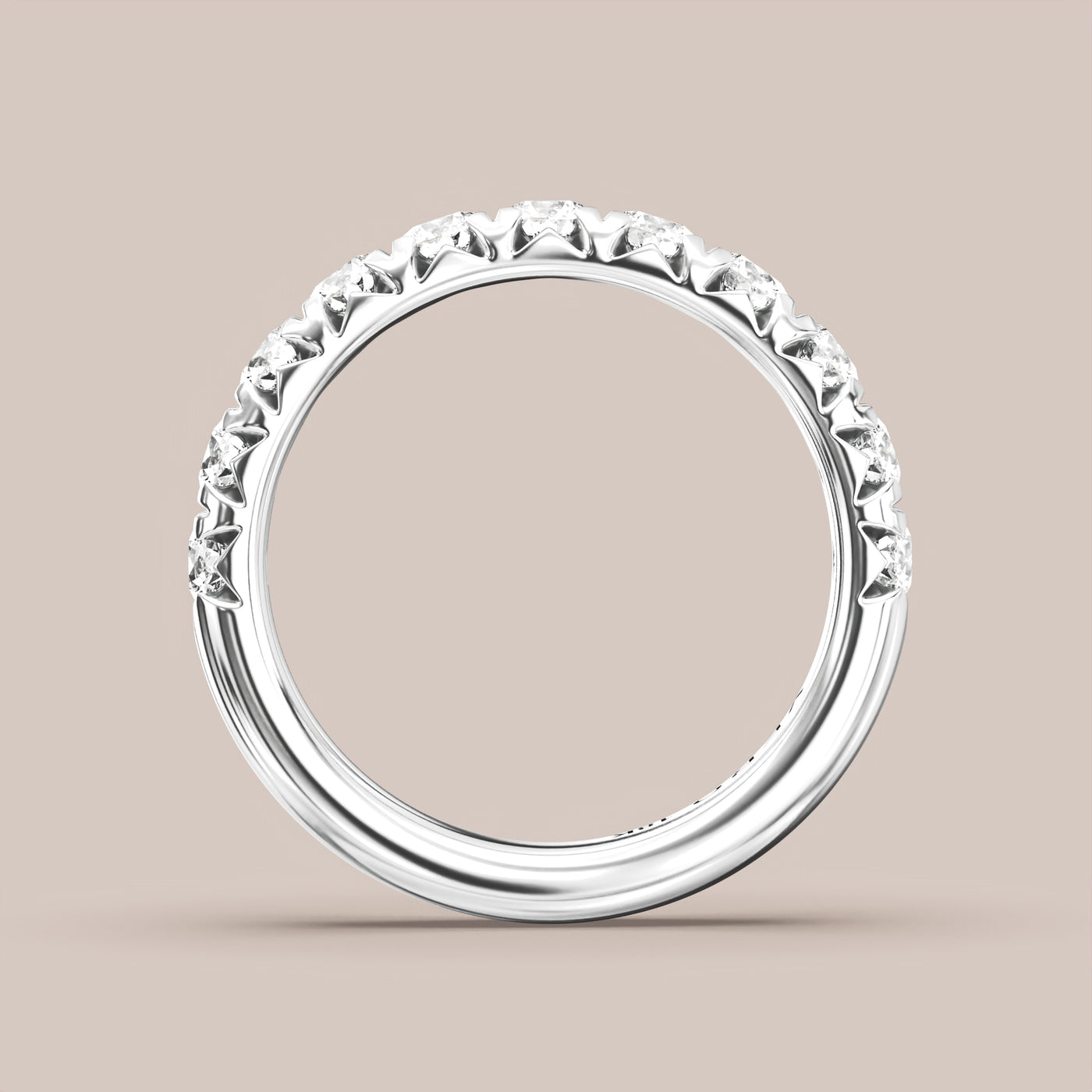 French Set Pave Diamond Band Half Eternity