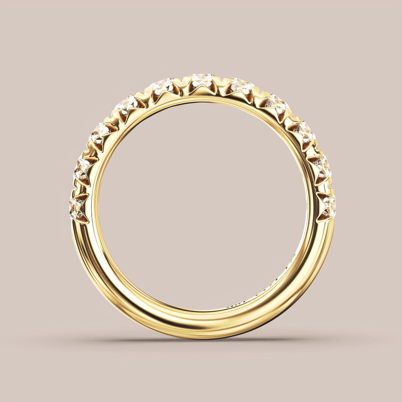 French Set Pave Diamond Band Half Eternity