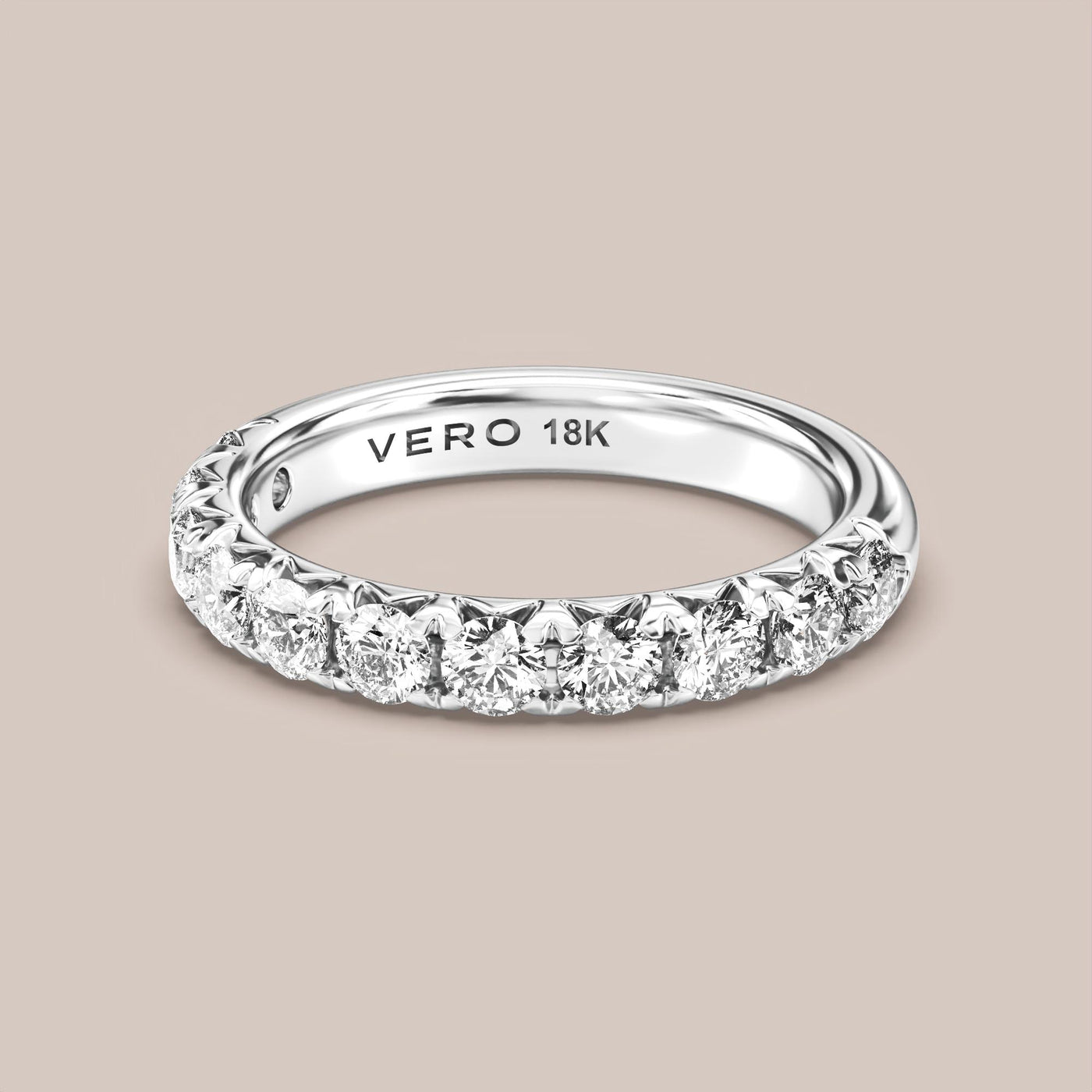 French Set Pave Diamond Band Half Eternity
