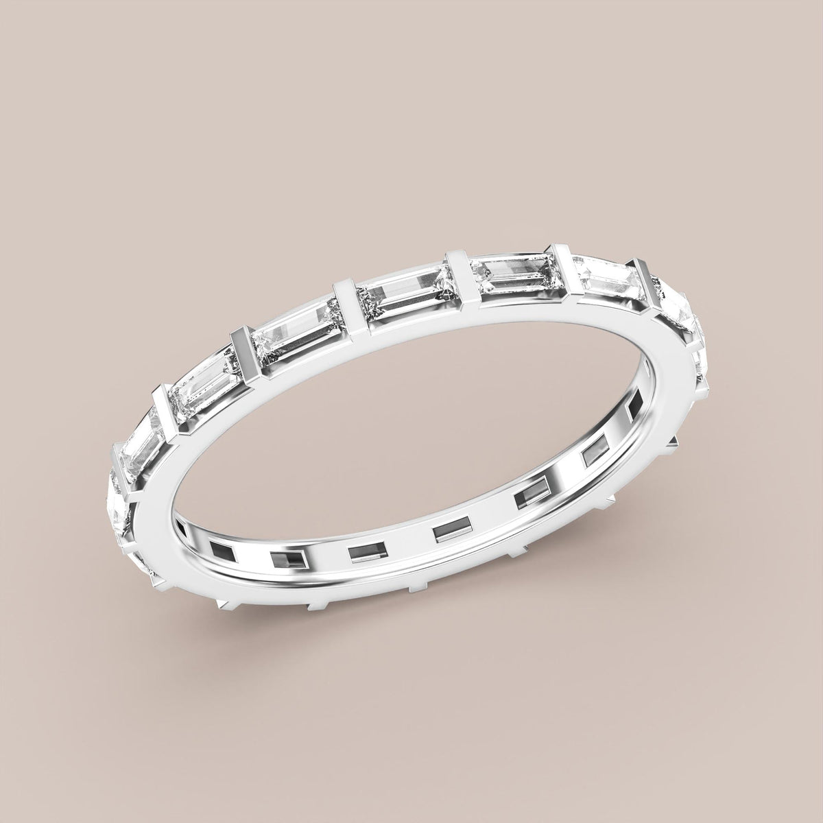 Straight Baguette Bar Set Diamond Band Full Eternity