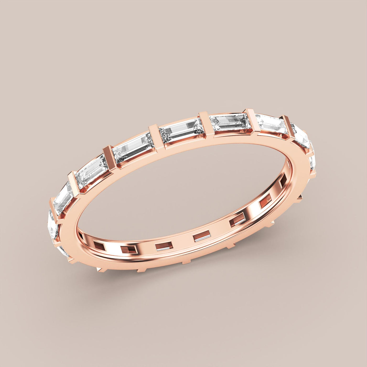 Straight Baguette Bar Set Diamond Band Full Eternity