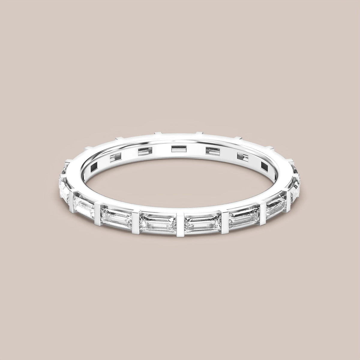 Straight Baguette Bar Set Diamond Band Full Eternity