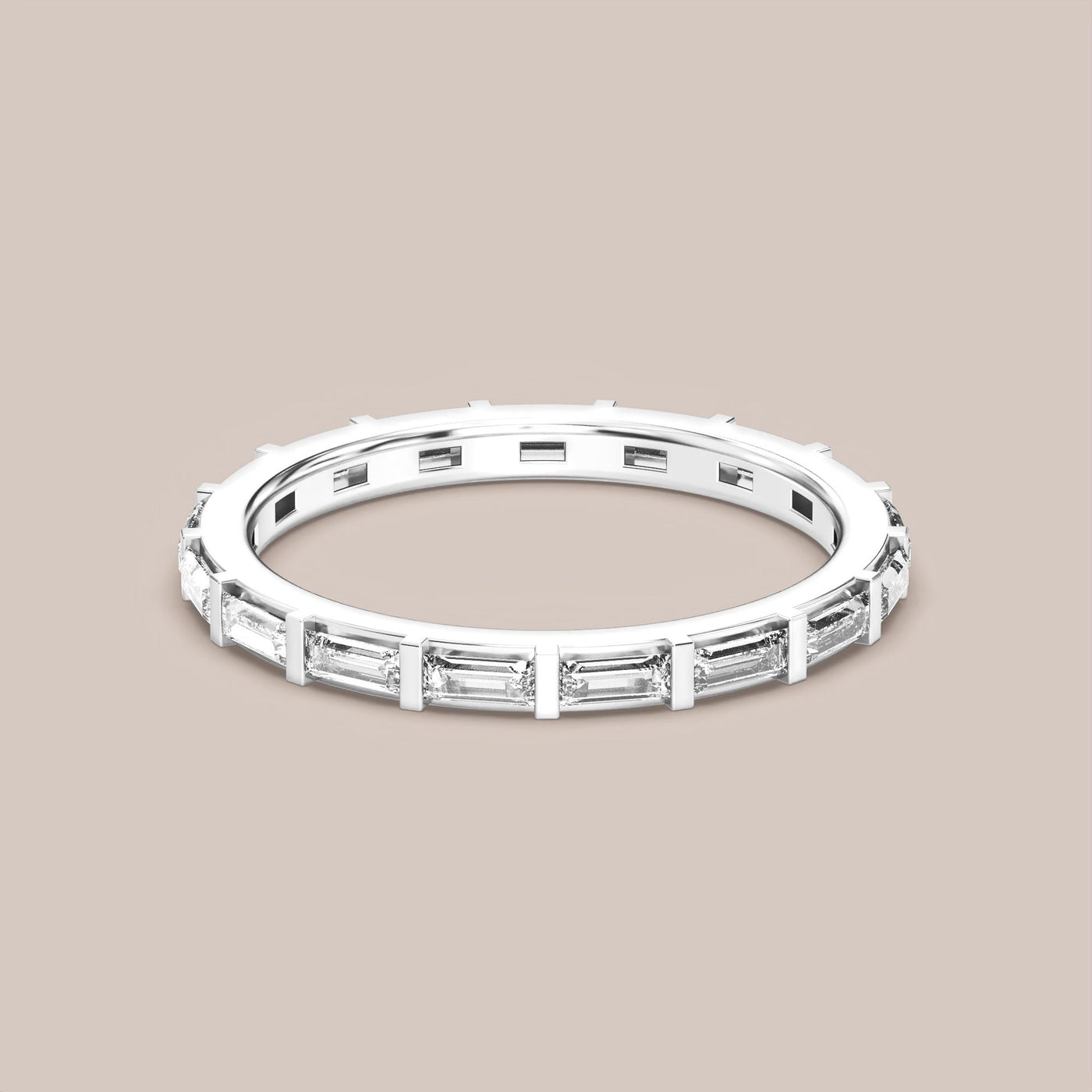 Straight Baguette Bar Set Diamond Band Full Eternity