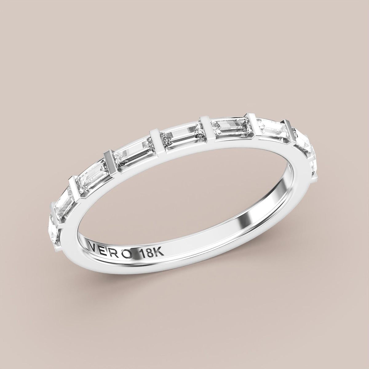 Straight Baguette Bar Set Diamond Band Half Eternity