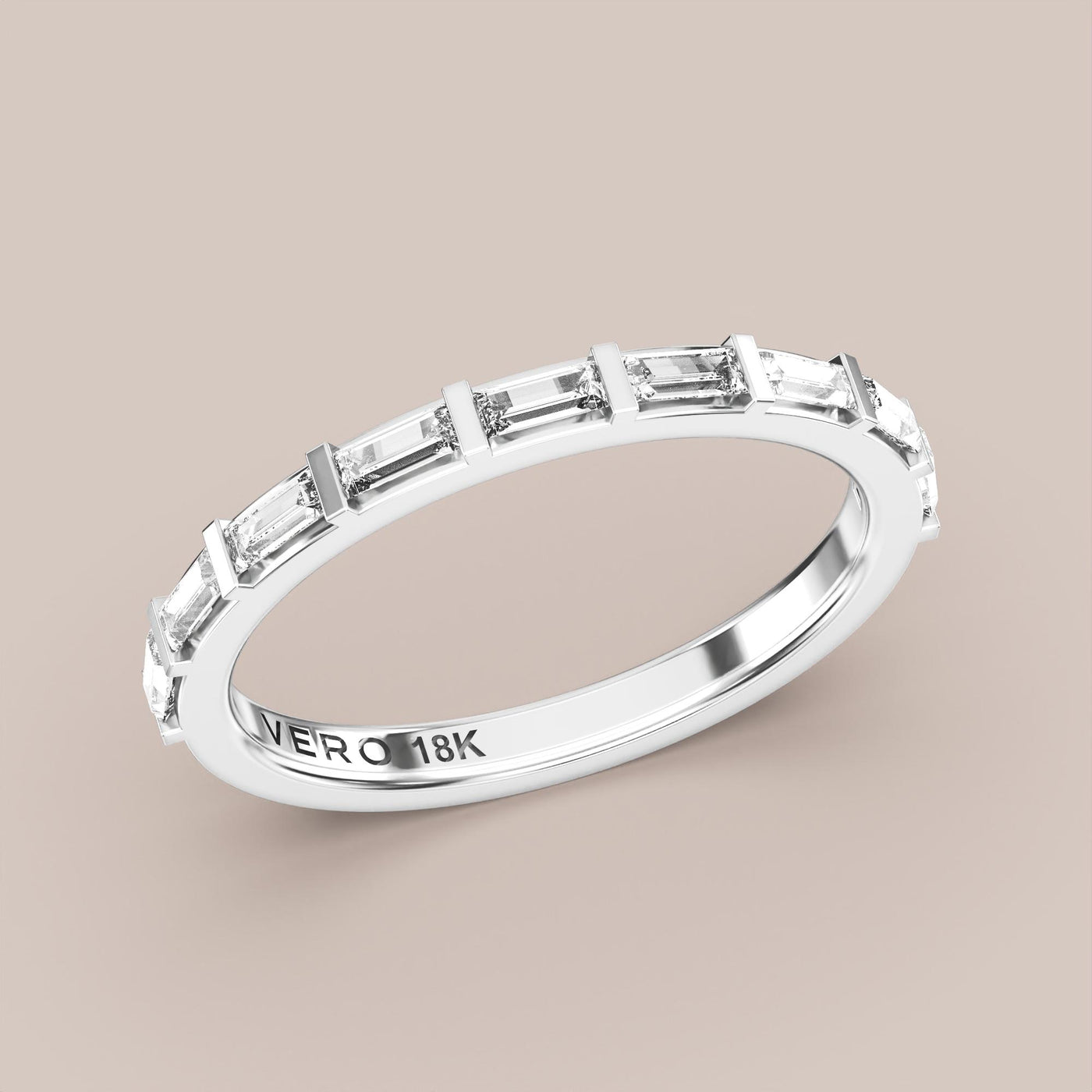 Straight Baguette Bar Set Diamond Band Half Eternity