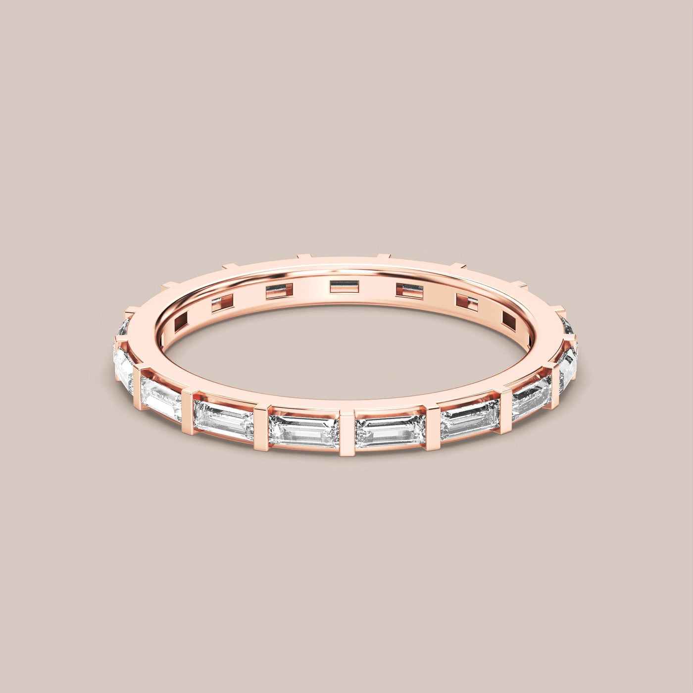 Straight Baguette Bar Set Diamond Band Full Eternity