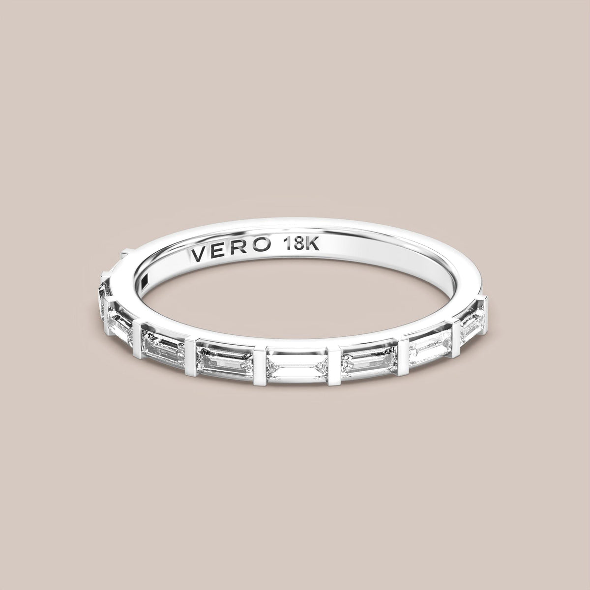 Straight Baguette Bar Set Diamond Band Half Eternity