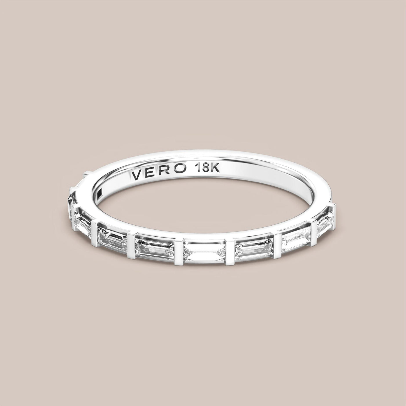 Straight Baguette Bar Set Diamond Band Half Eternity