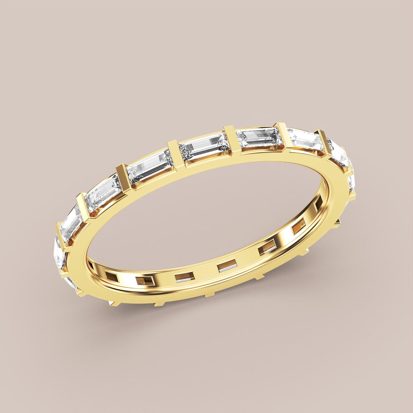 Straight Baguette Bar Set Diamond Band Full Eternity