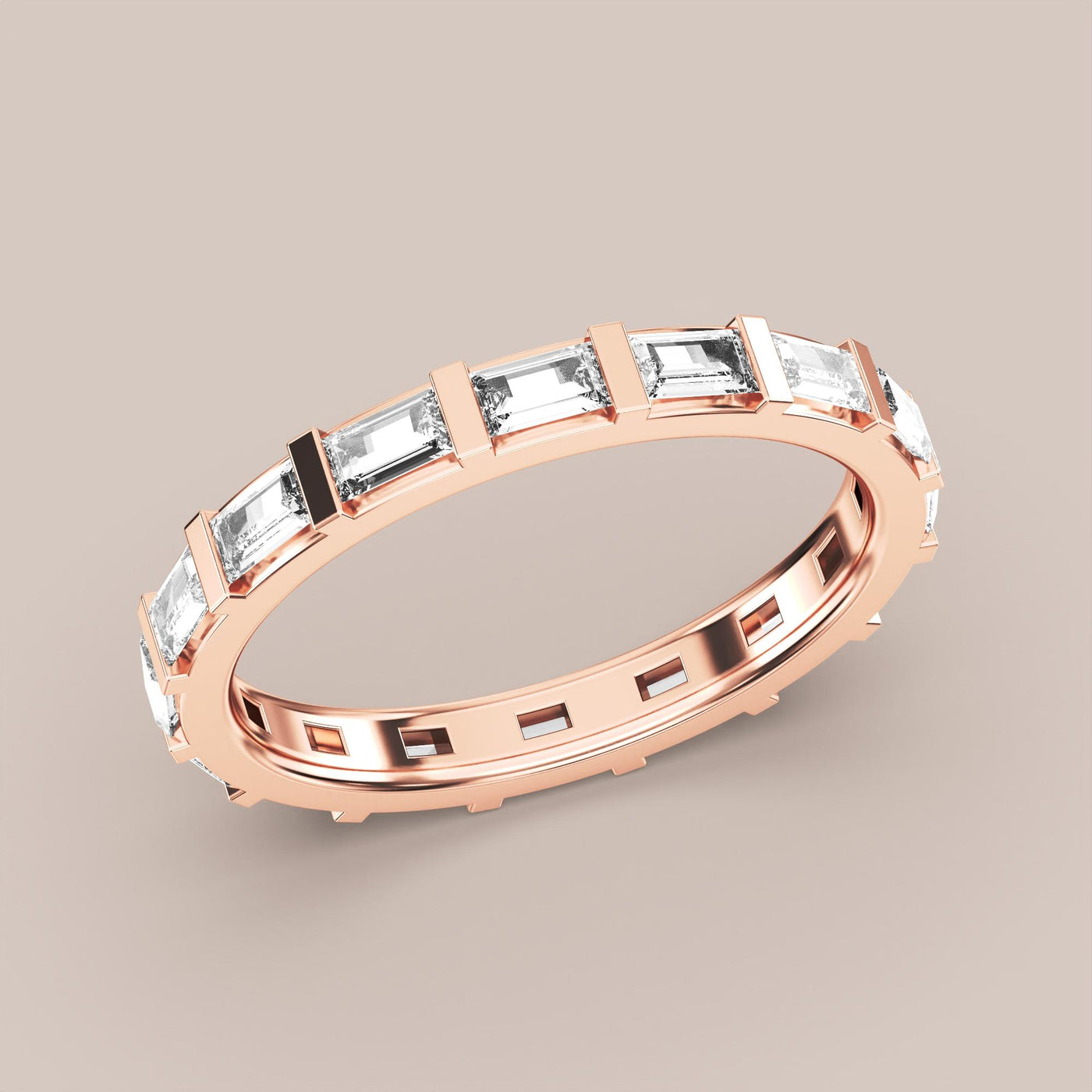 Straight Baguette Bar Set Diamond Band Full Eternity