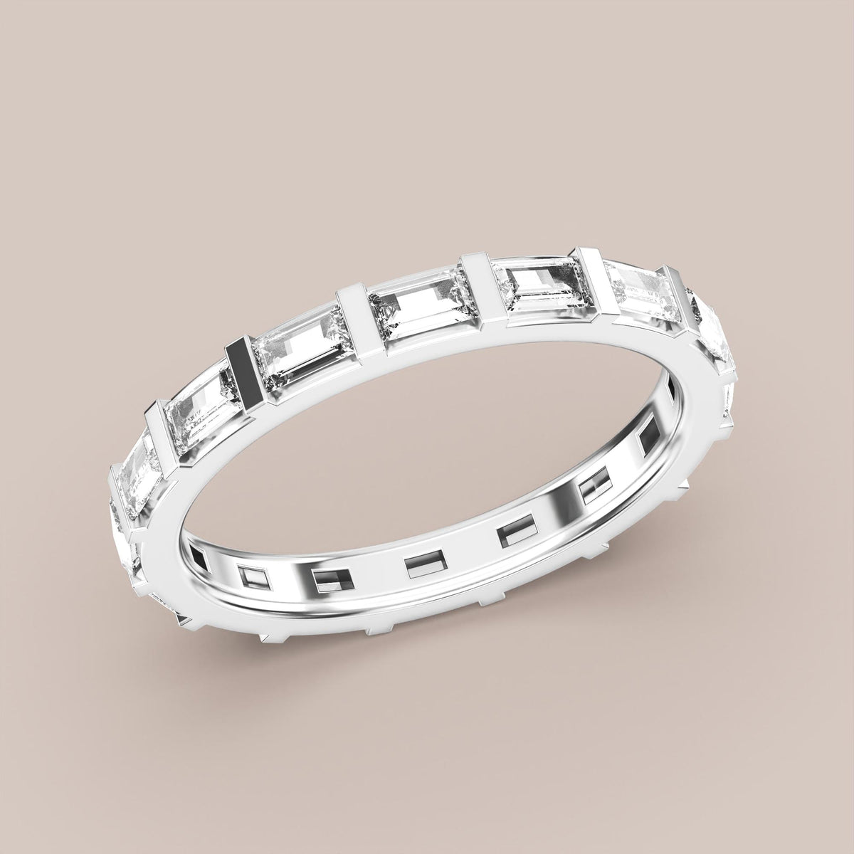 Straight Baguette Bar Set Diamond Band Full Eternity