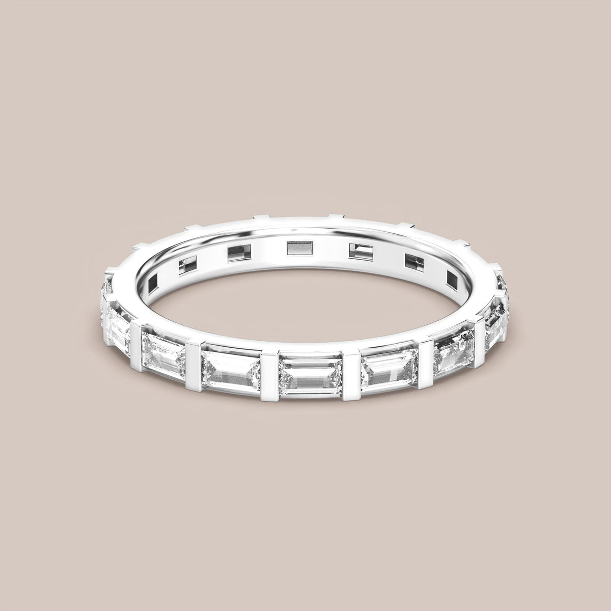 Straight Baguette Bar Set Diamond Band Full Eternity