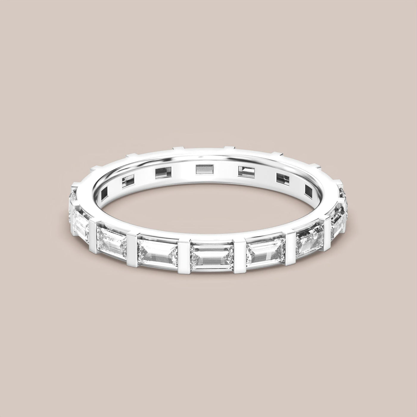 Straight Baguette Bar Set Diamond Band Full Eternity