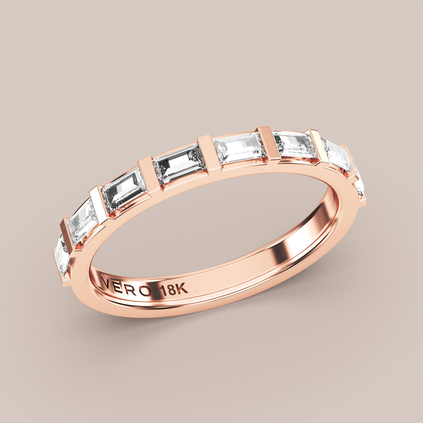 Straight Baguette Bar Set Diamond Band Half Eternity