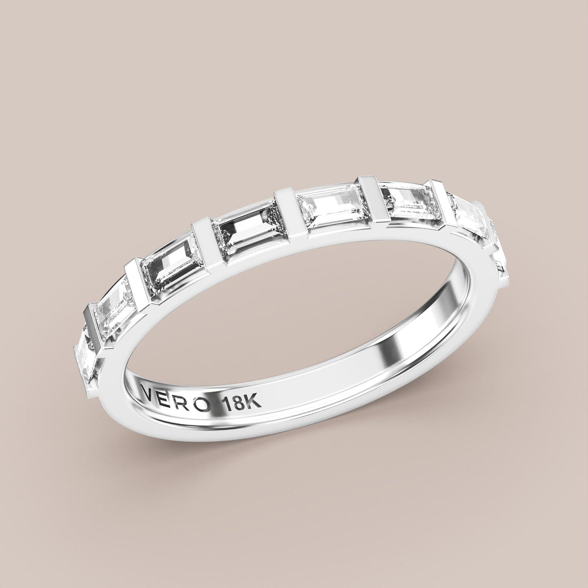 Straight Baguette Bar Set Diamond Band Half Eternity