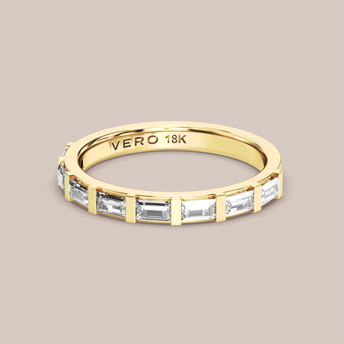 Straight Baguette Bar Set Diamond Band Half Eternity