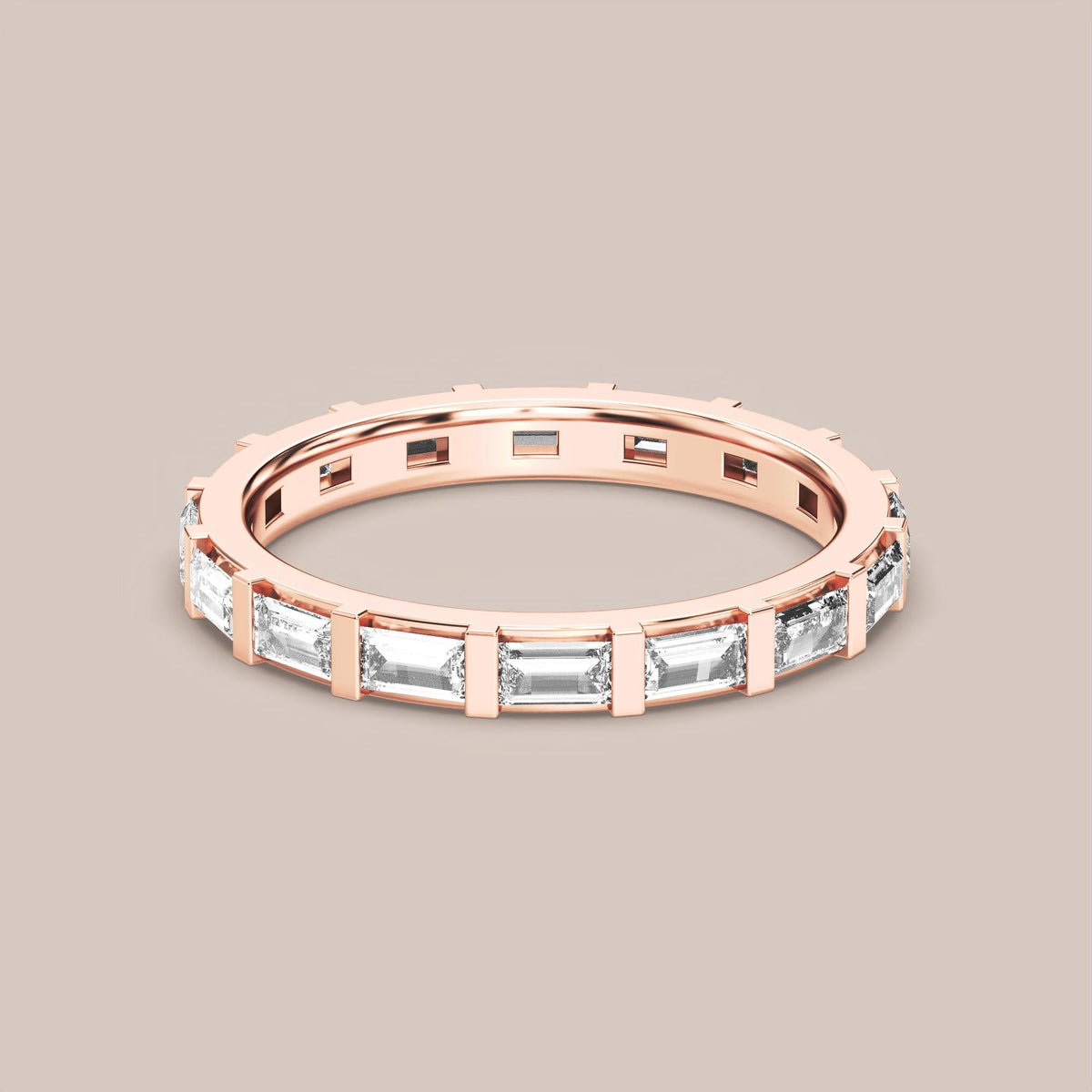 Straight Baguette Bar Set Diamond Band Full Eternity