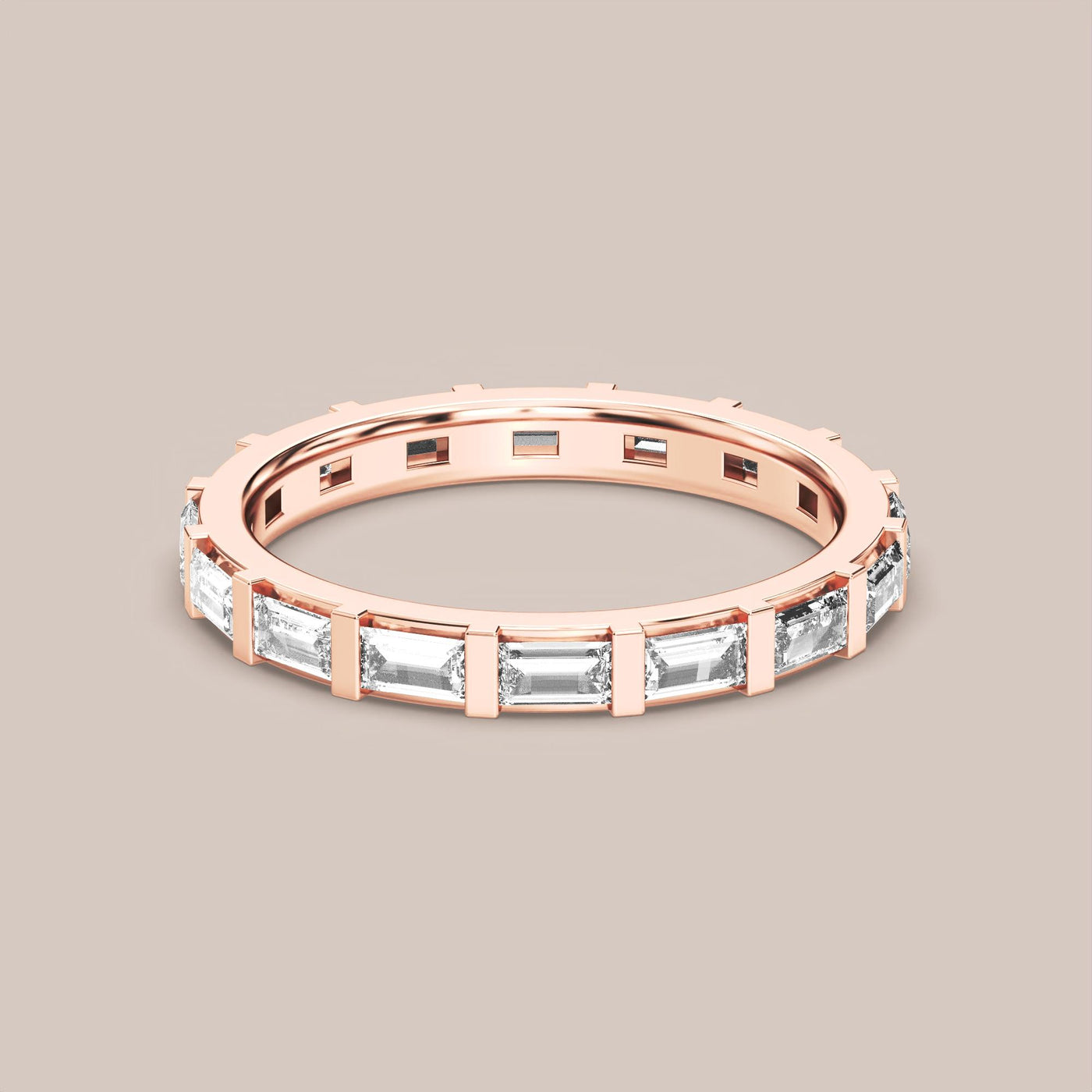 Straight Baguette Bar Set Diamond Band Full Eternity