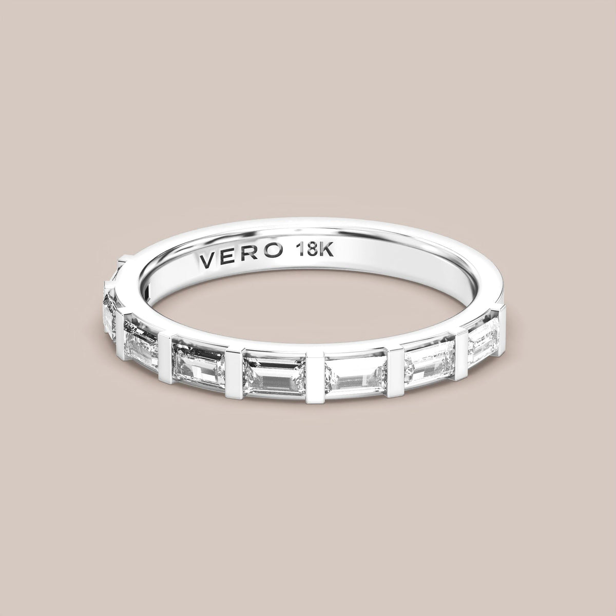 Straight Baguette Bar Set Diamond Band Half Eternity