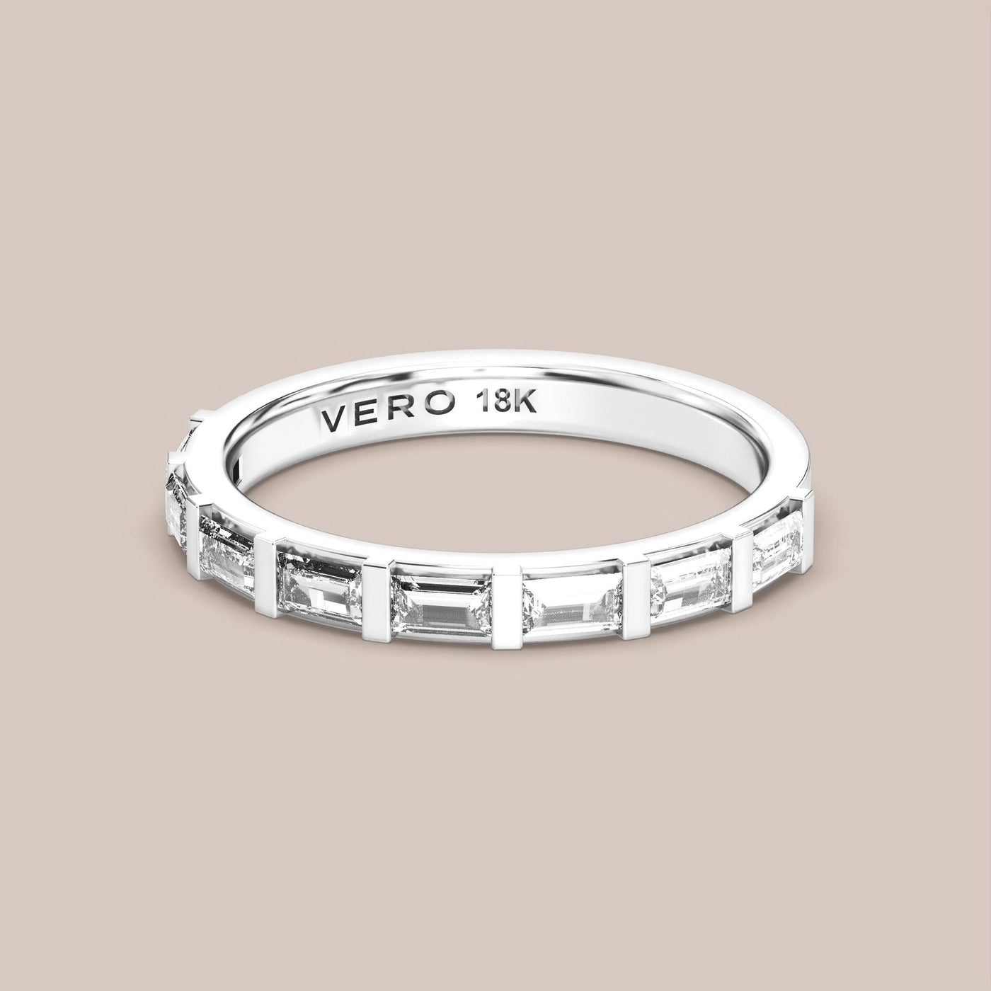 Straight Baguette Bar Set Diamond Band Half Eternity