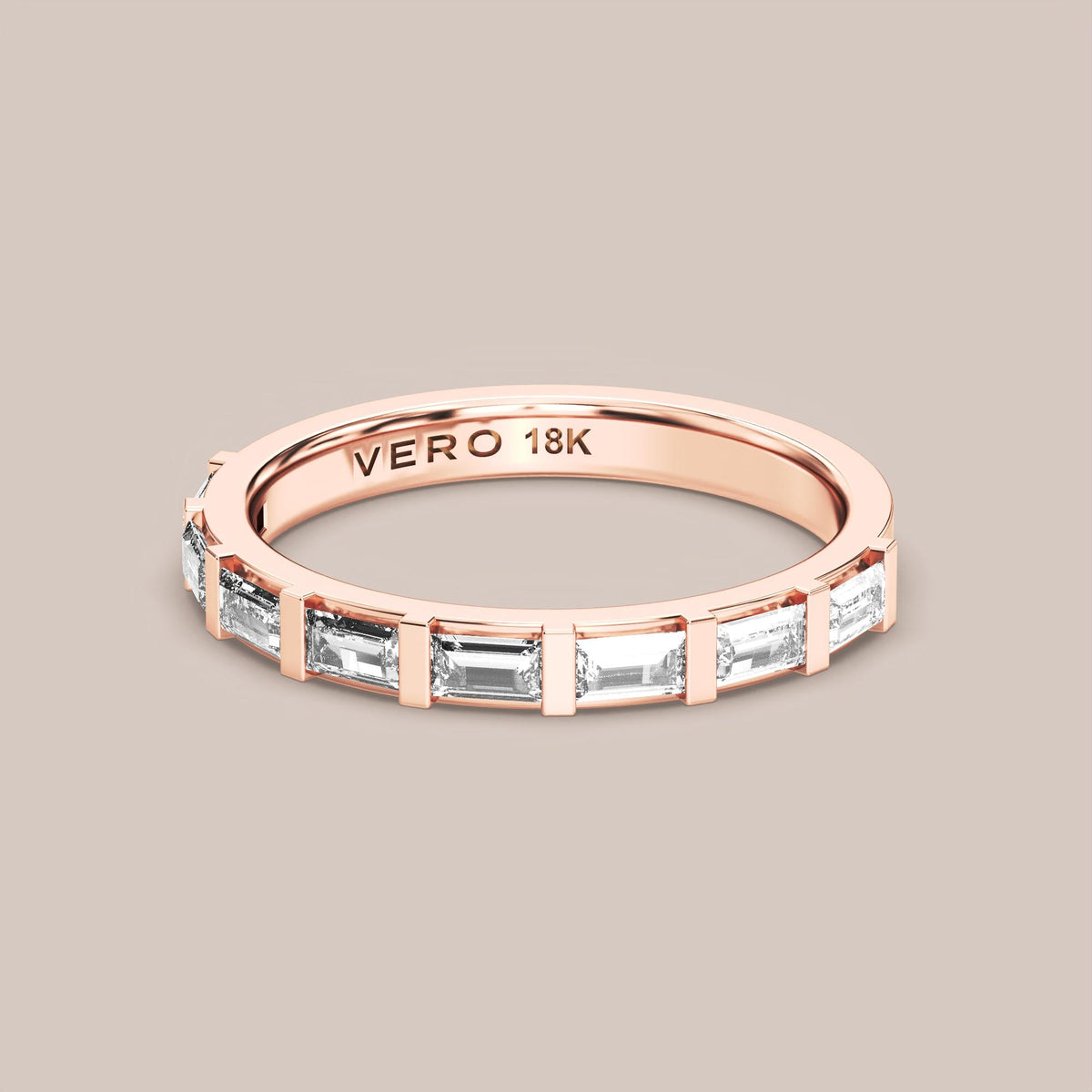 Straight Baguette Bar Set Diamond Band Half Eternity