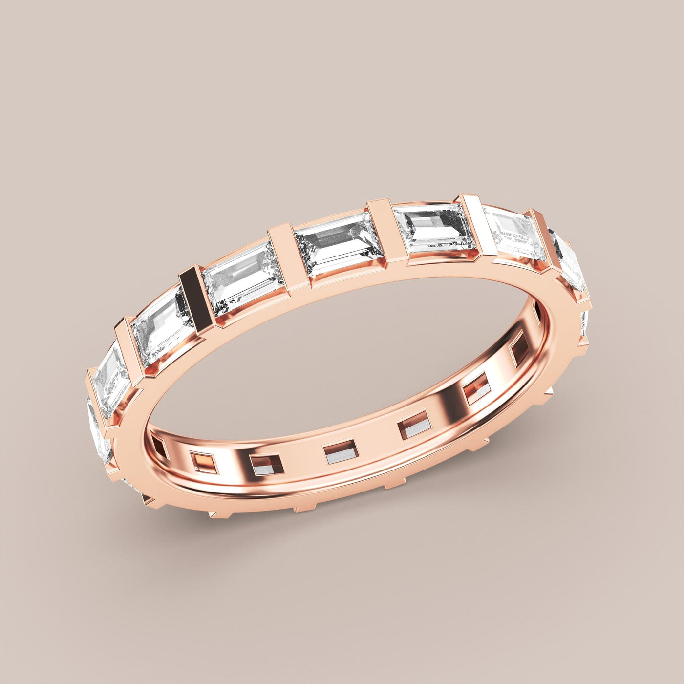 Straight Baguette Bar Set Diamond Band Full Eternity