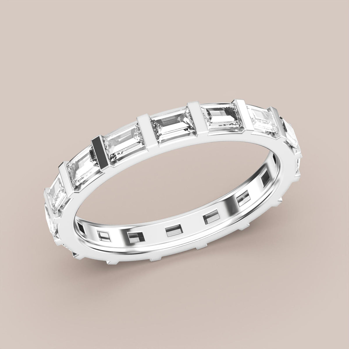 Straight Baguette Bar Set Diamond Band Full Eternity