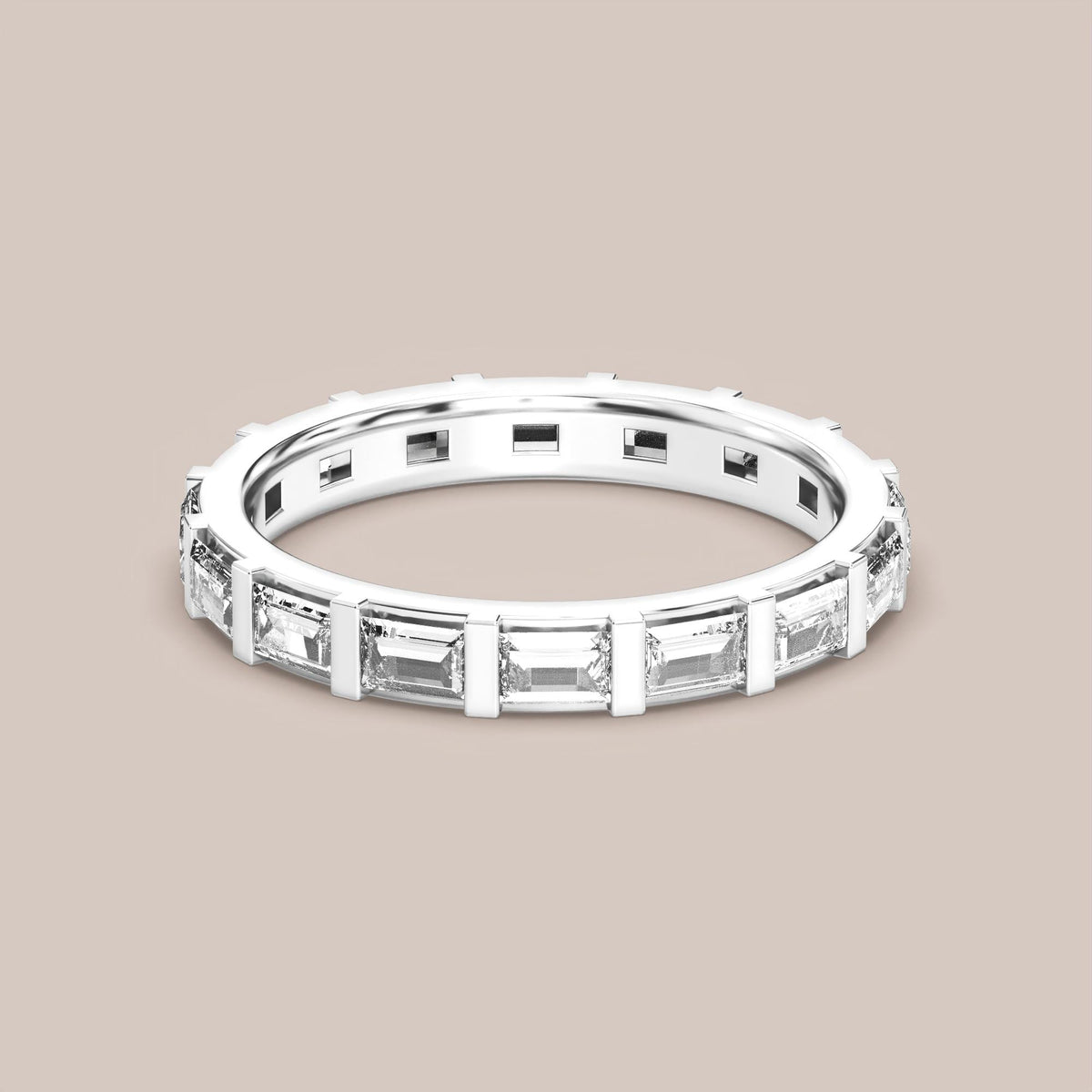 Straight Baguette Bar Set Diamond Band Full Eternity
