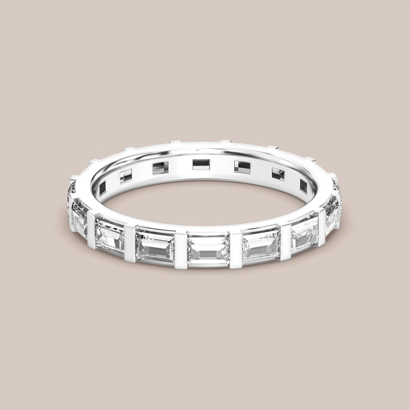 Straight Baguette Bar Set Diamond Band Full Eternity