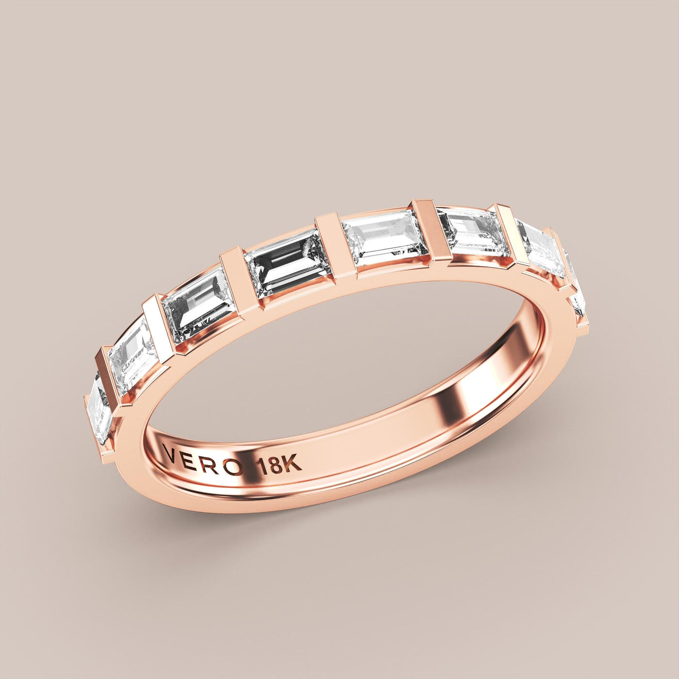 Straight Baguette Bar Set Diamond Band Half Eternity