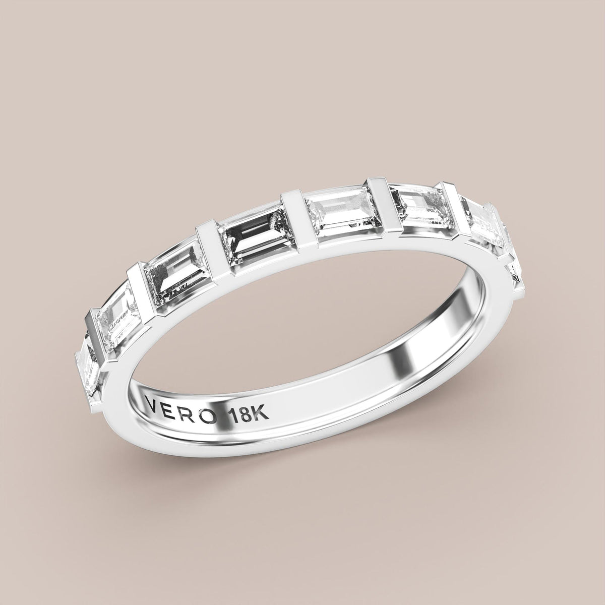 Straight Baguette Bar Set Diamond Band Half Eternity