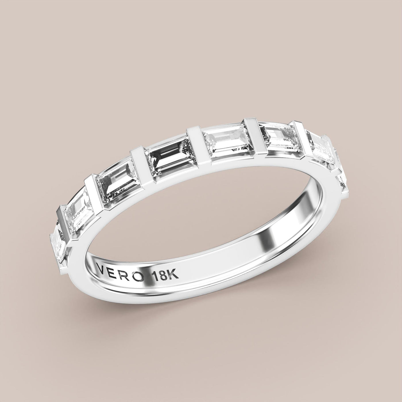 Straight Baguette Bar Set Diamond Band Half Eternity