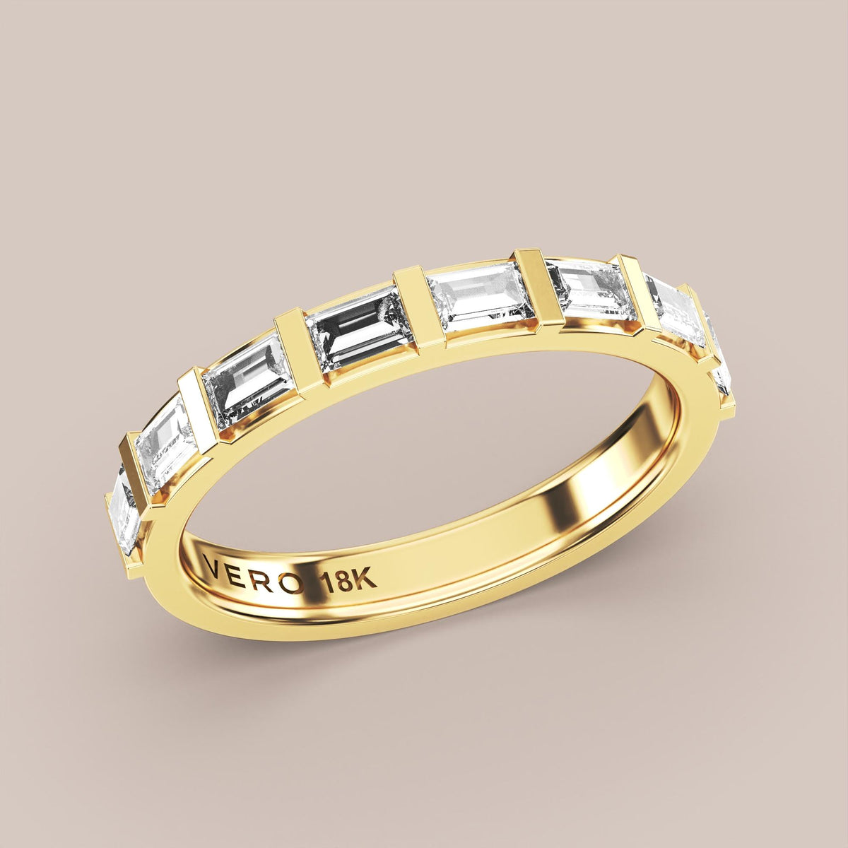 Straight Baguette Bar Set Diamond Band Half Eternity