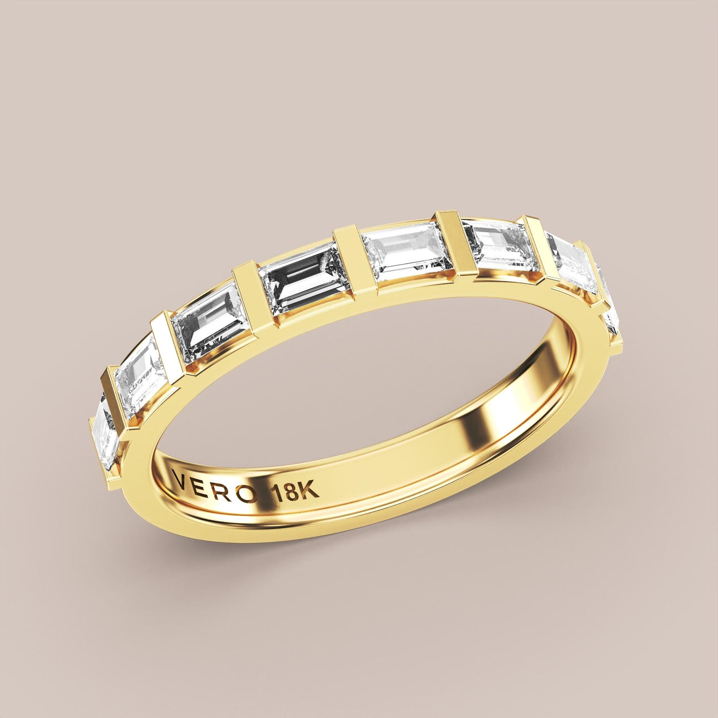 Straight Baguette Bar Set Diamond Band Half Eternity