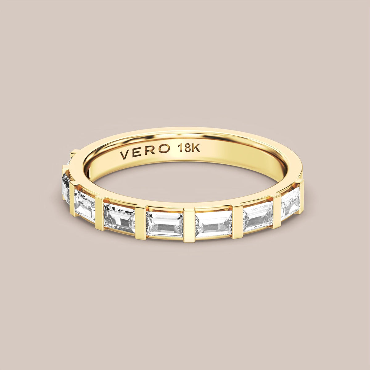 Straight Baguette Bar Set Diamond Band Half Eternity