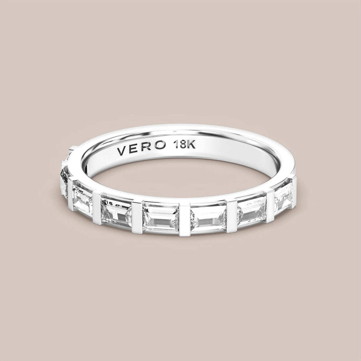 Straight Baguette Bar Set Diamond Band Half Eternity