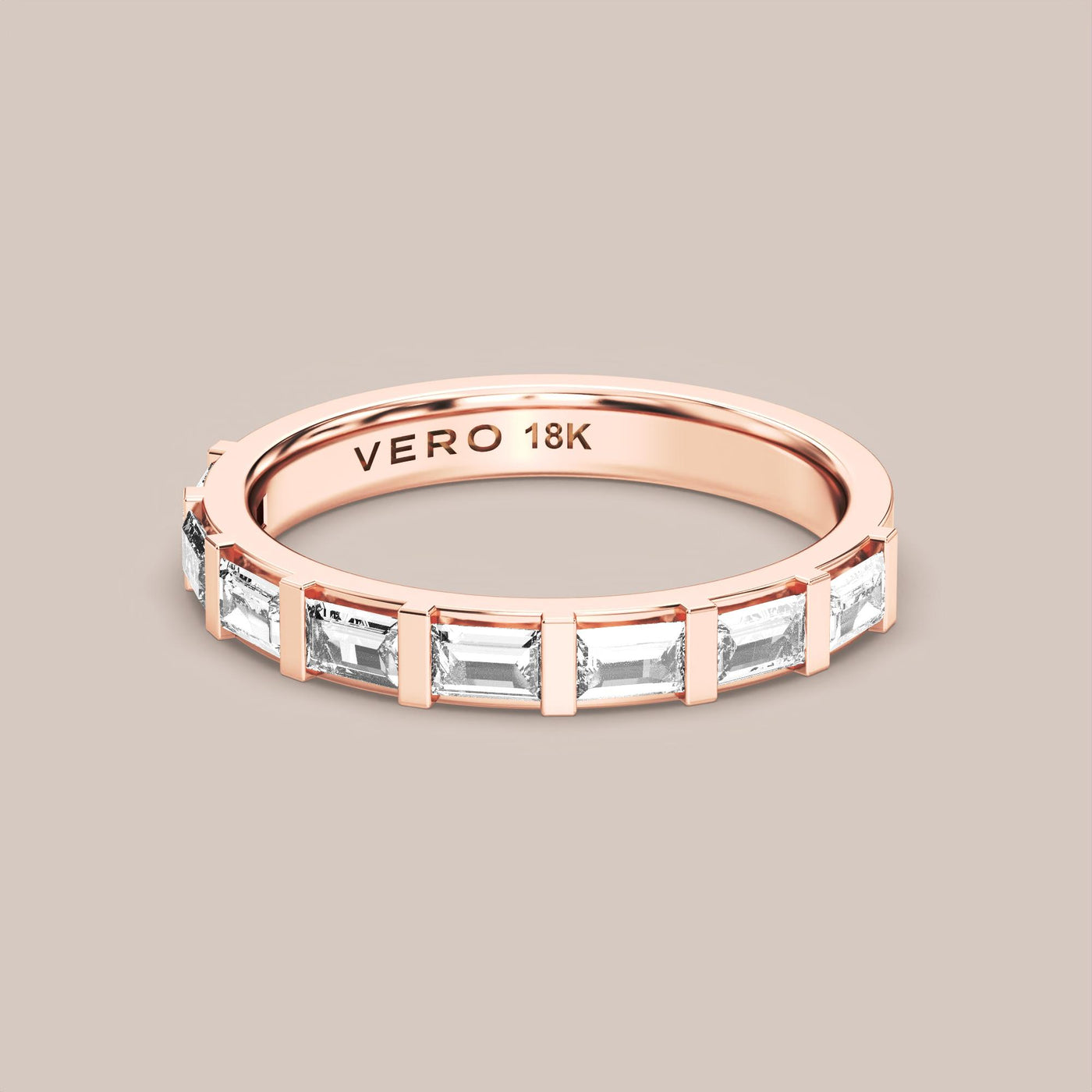 Straight Baguette Bar Set Diamond Band Half Eternity