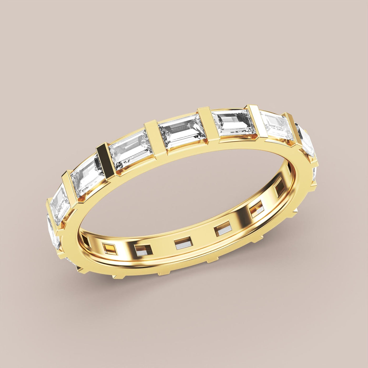 Straight Baguette Bar Set Diamond Band Full Eternity