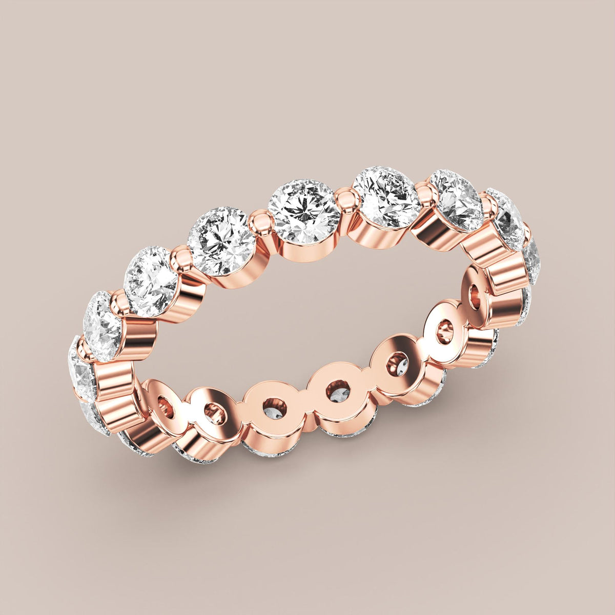 Single Prong Shared Diamond Band Full Eternity