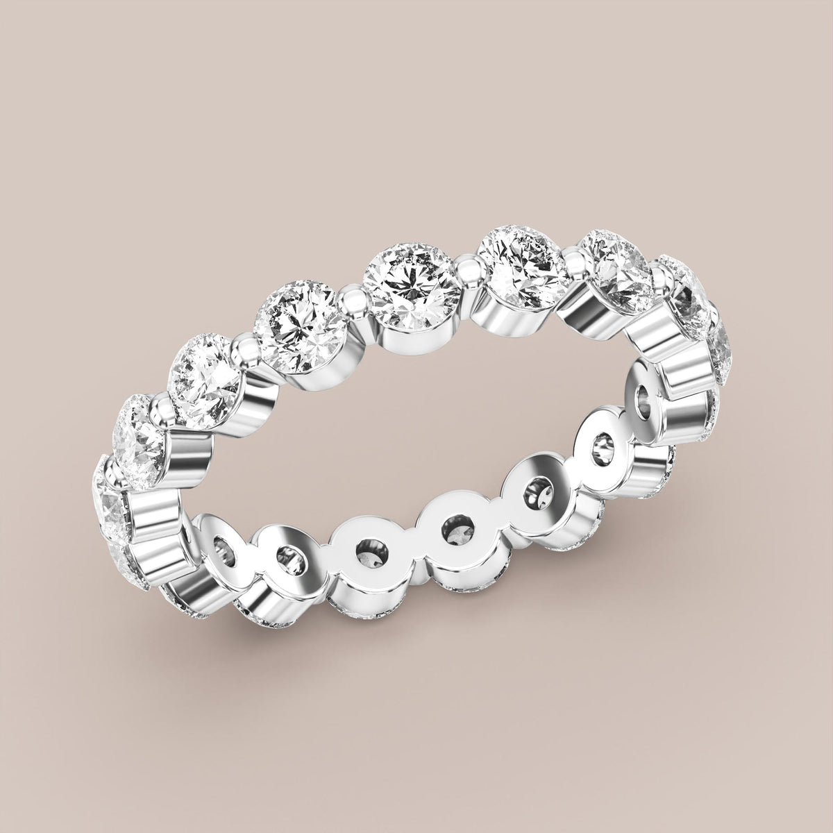 Single Prong Shared Diamond Band Full Eternity
