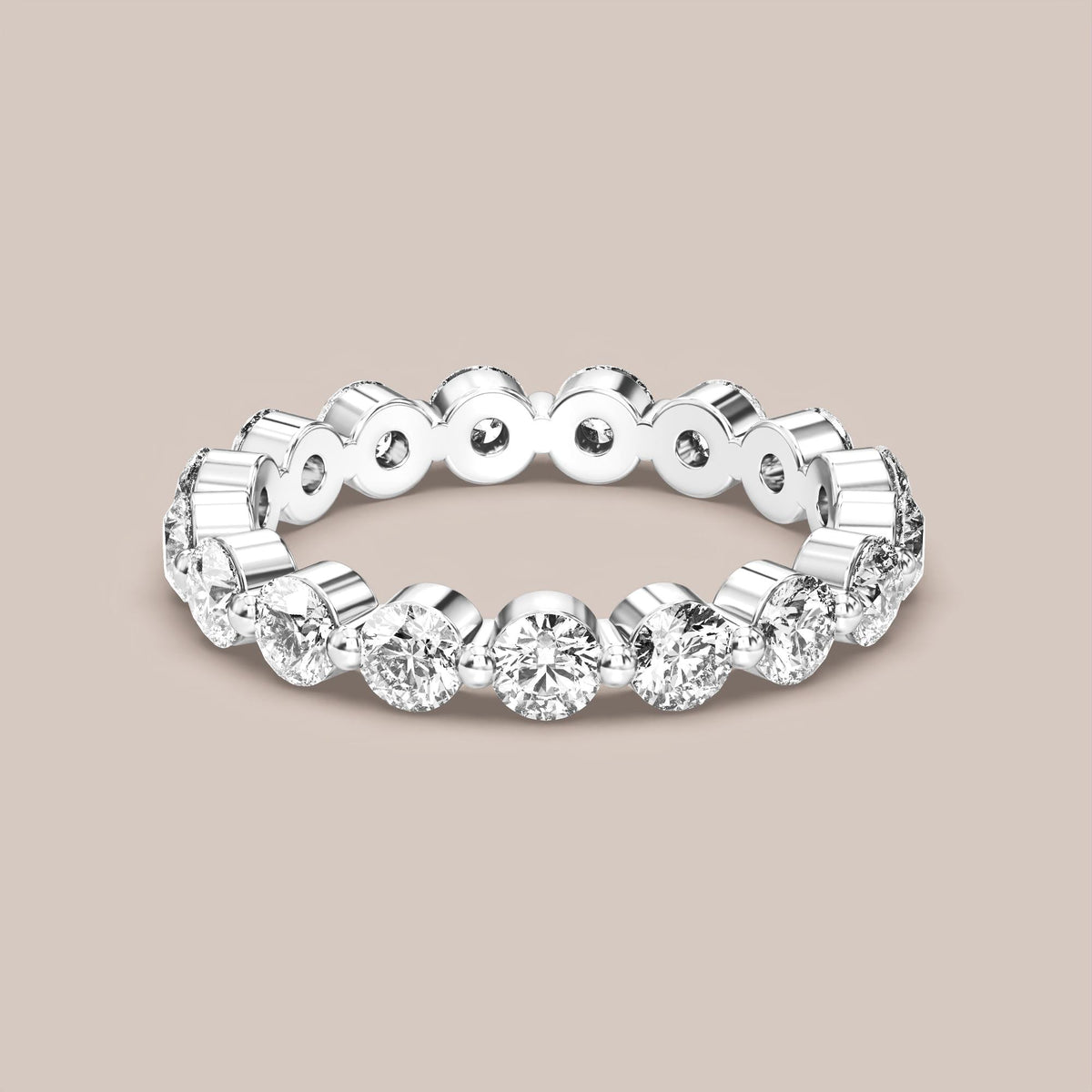 Single Prong Shared Diamond Band Full Eternity