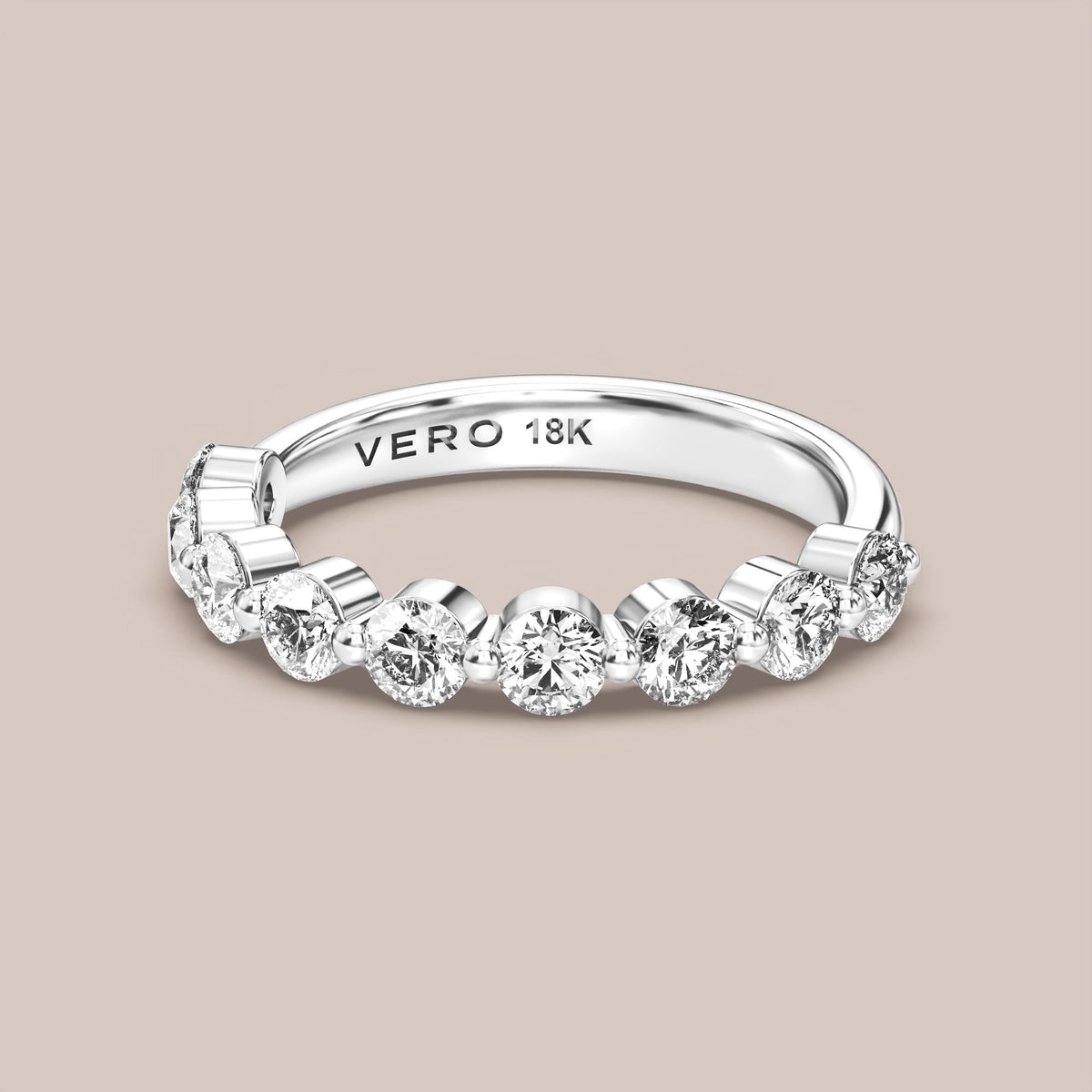 Single Prong Shared Diamond Band Half Eternity